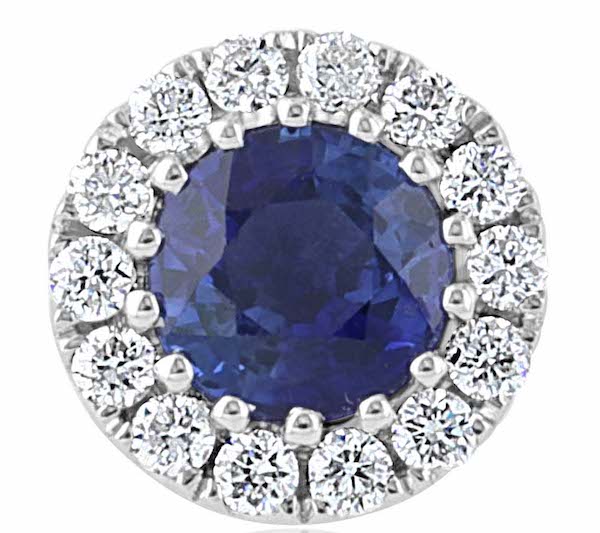 18KW  Round Blue Sapphire &  Earrings | Washington Diamond