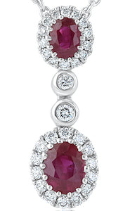 Lavish Two-Stone 0.57 Carat Ruby & 0.21 Carat Diamond 18K White Gold Pendant