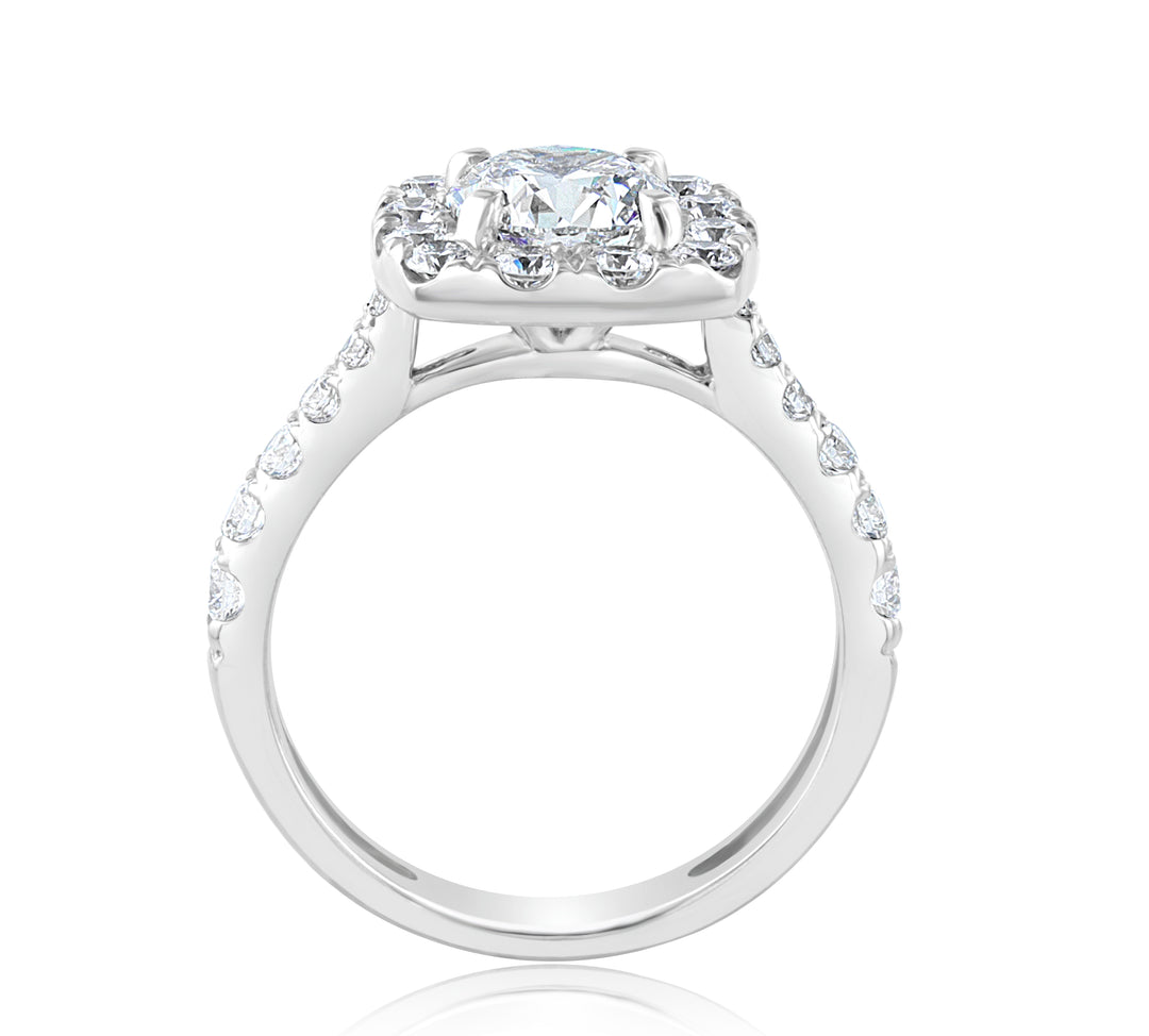 Cushion-Style Platinum Halo Ring with 1.20ct Center Diamond