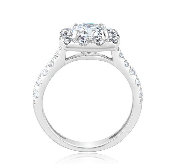 Cushion-Style Platinum Halo Ring with 1.20ct Center Diamond