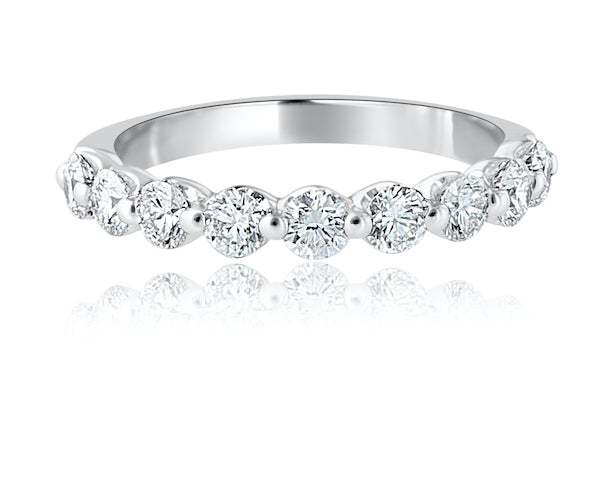 Shared-Prong Floating Diamond Wedding Band