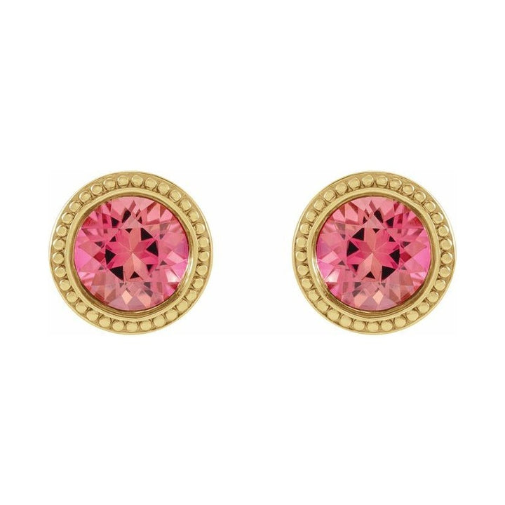 Round Bezel-Set Stud Earrings