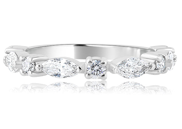 Alternating 0.62 Carat Marquise & Round Diamond Platinum Band