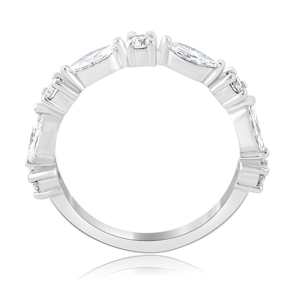 Alternating 0.62 Carat Marquise & Round Diamond Platinum Band