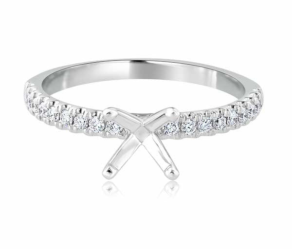 Half-Eternity 0.23 Carat Diamond 14K White Gold Scalloped Split-Prong Low Head Engagement Setting