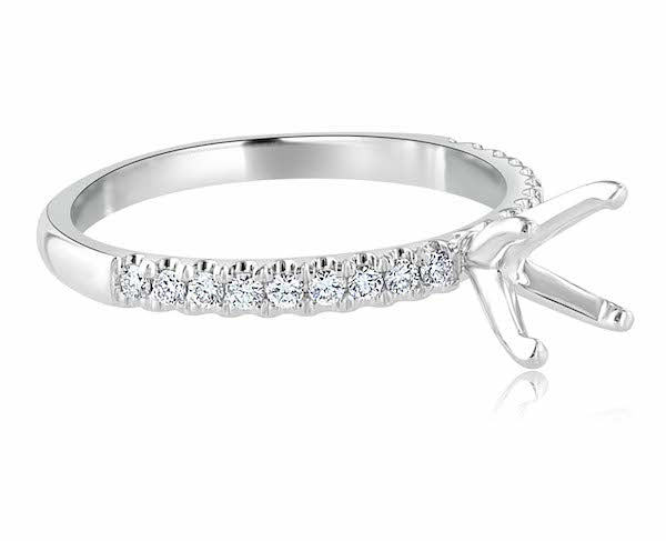 Half-Eternity 0.23 Carat Diamond 14K White Gold Scalloped Split-Prong Low Head Engagement Setting