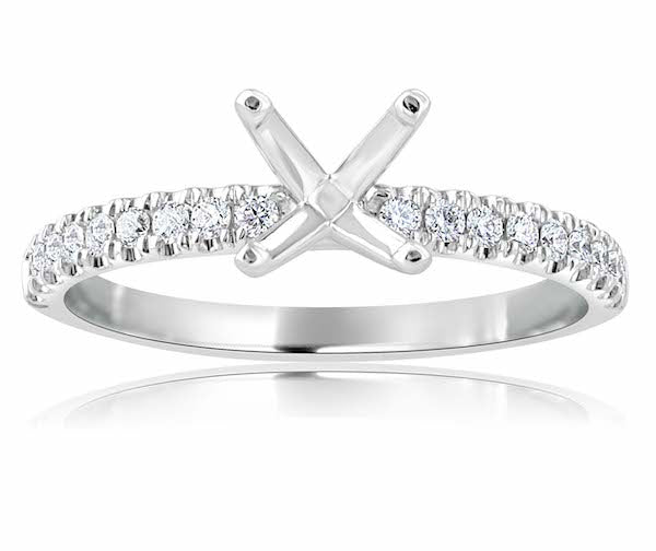 Half-Eternity 0.23 Carat Diamond 14K White Gold Scalloped Split-Prong Low Head Engagement Setting