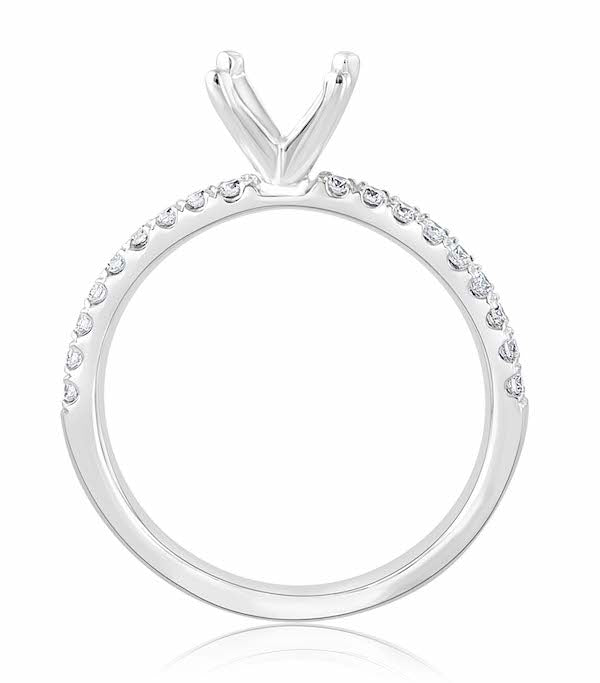 Half-Eternity 0.23 Carat Diamond 14K White Gold Scalloped Split-Prong Low Head Engagement Setting