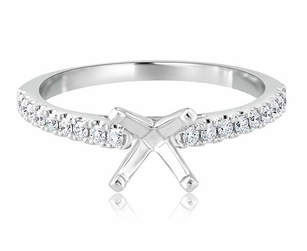 Half-Eternity 0.23 Carat Diamond 14K White Gold Scalloped Split-Prong Engagement Setting