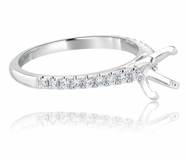 Half-Eternity 0.23 Carat Diamond 14K White Gold Scalloped Split-Prong Engagement Setting