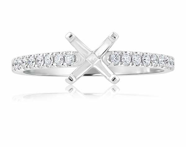 Half-Eternity 0.23 Carat Diamond 14K White Gold Scalloped Split-Prong Engagement Setting
