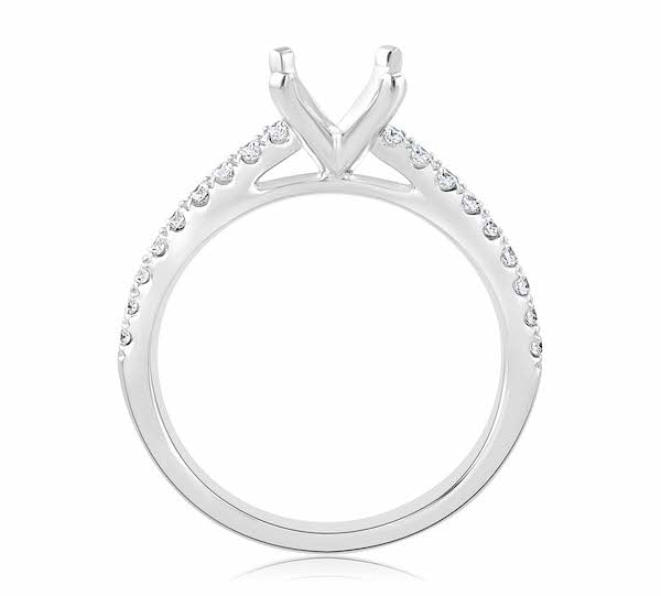 Half-Eternity 0.23 Carat Diamond 14K White Gold Scalloped Split-Prong Engagement Setting