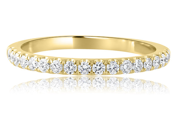 Delicate 0.35 Carat Diamond 14K Yellow Gold Scalloped Split-Prong Wedding Band
