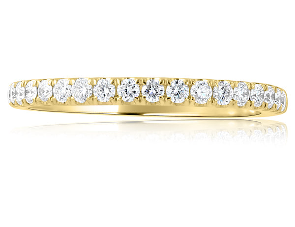 Delicate 0.35 Carat Diamond 14K Yellow Gold Scalloped Split-Prong Wedding Band
