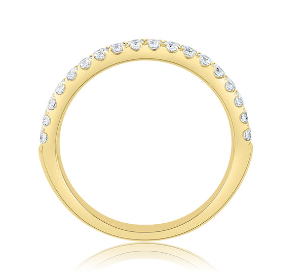 Delicate 0.35 Carat Diamond 14K Yellow Gold Scalloped Split-Prong Wedding Band