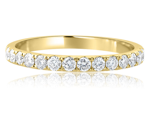 14K Yellow Gold Scalloped Half-Eternity Diamond Wedding Band