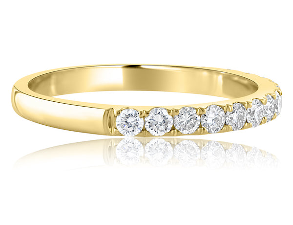 14K Yellow Gold Scalloped Half-Eternity Diamond Wedding Band