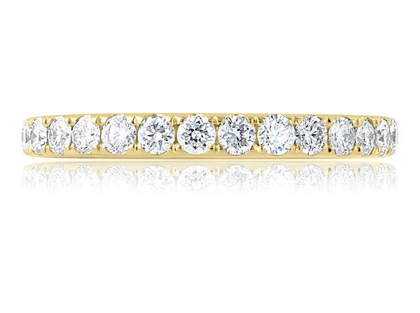 14K Yellow Gold Scalloped Half-Eternity Diamond Wedding Band