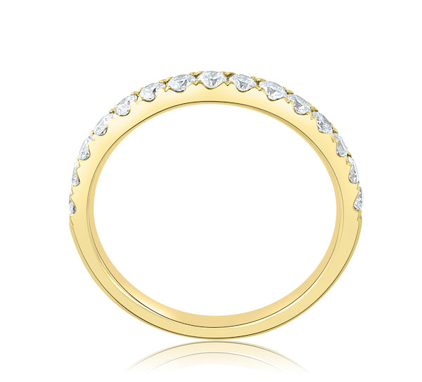 14K Yellow Gold Scalloped Half-Eternity Diamond Wedding Band