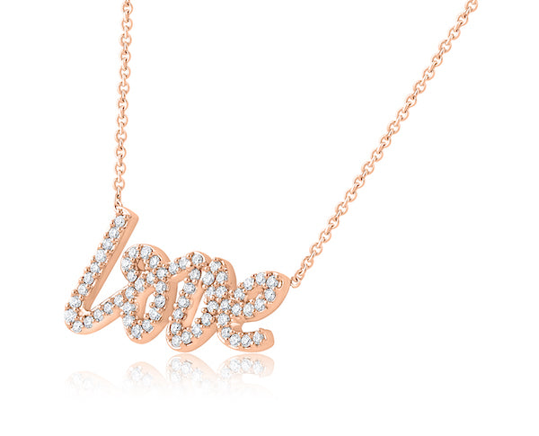 Love Script 14kt Rose Gold Diamond Pendant