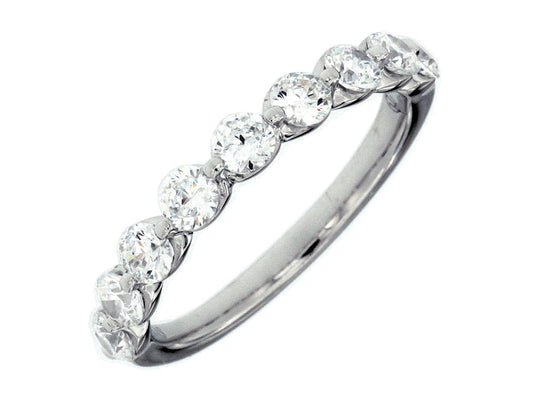 Floating 0.50 Carat Diamond 14K White Gold Shared-Prong Wedding Band
