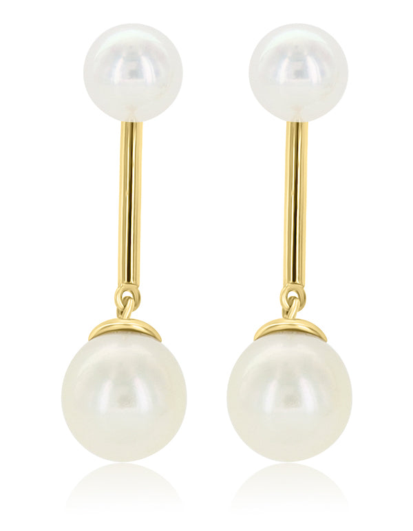 Add-On 9mm Pearl 14K Yellow Gold Drop Earrings