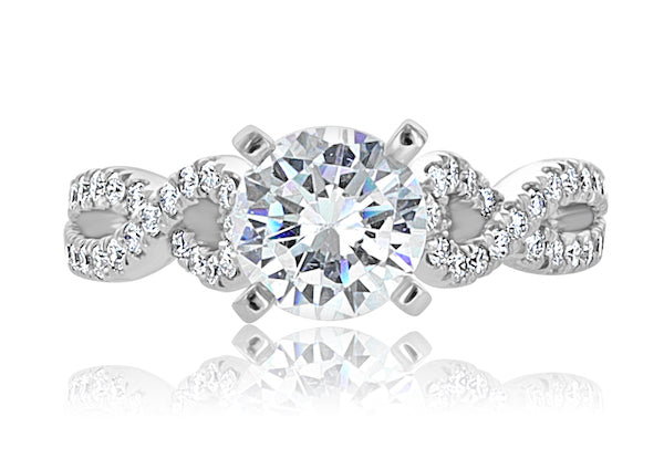 Twisted 0.35 Carat Diamond Platinum Engagement Ring Setting