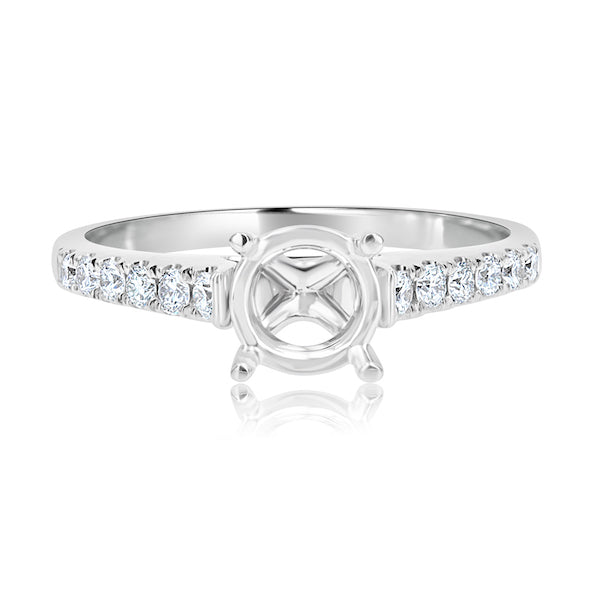 Tapered 0.25 Carat Diamond 18K White Gold Four-Prong Engagement Setting