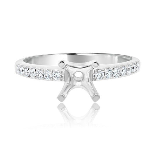 Classic 0.17 Carat Diamond 18K White Gold Four-Prong Engagement Setting