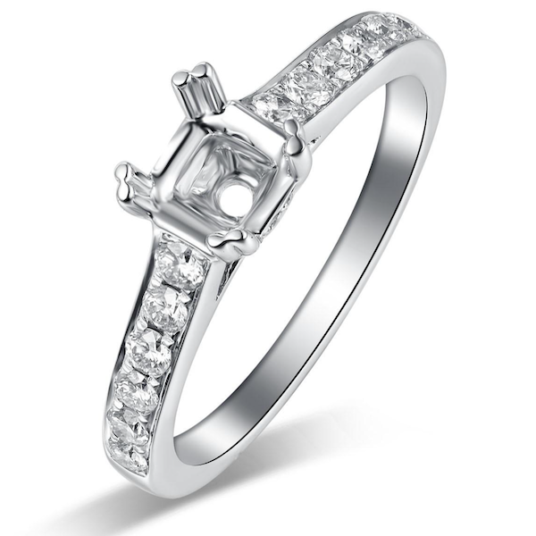 Split-Prong 0.44 Carat Diamond 18K White Gold Engagement Setting