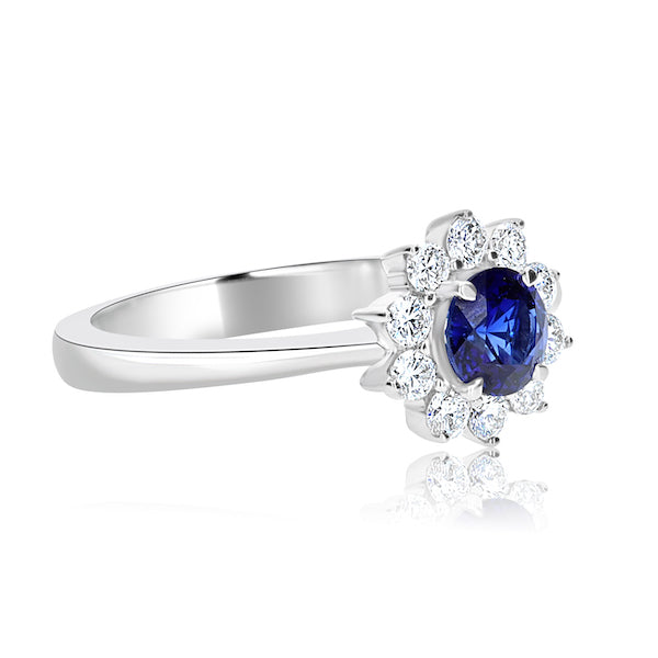 Stunning Sapphire and Diamond Halo Ring