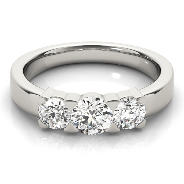 Round Diamond Three Stone Engagement Ring