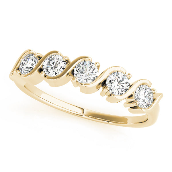 14K Yellow Gold 5-Stone Diamond Wedding Ring