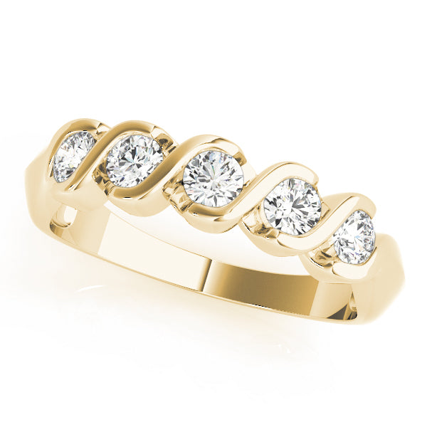 14K Yellow Gold 5-Stone Diamond Wedding Ring