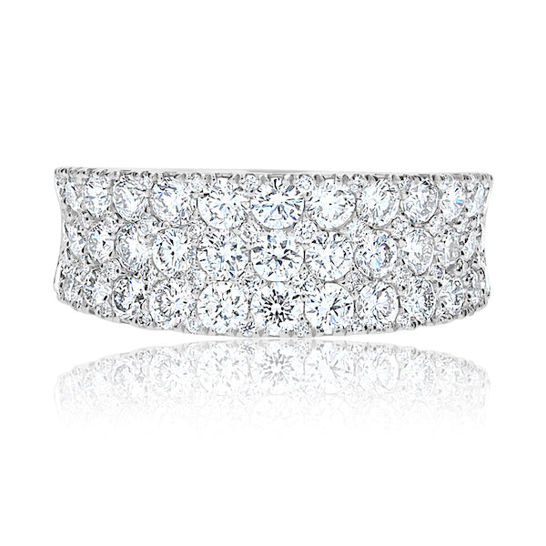 Five-Row 1.76 Carat Diamond 18K White Gold Pave Design Band