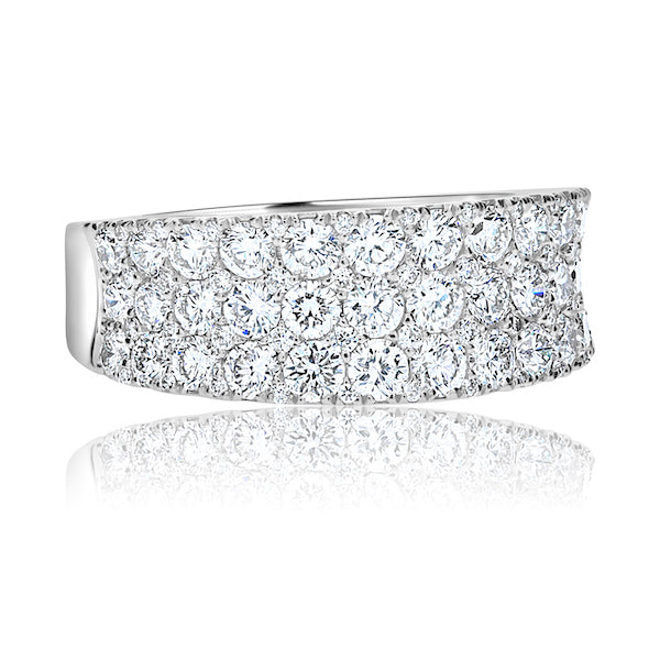 Five-Row 1.76 Carat Diamond 18K White Gold Pave Design Band