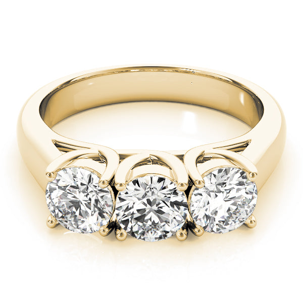 14K Yellow Gold 1 CT Round Diamond Engagement Ring