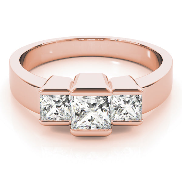 14K Rose Gold Square Diamond Engagement Ring