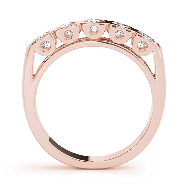18K Rose Gold 5-Stone Diamond Wedding Ring