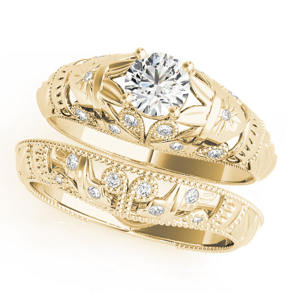 14K Yellow Gold Vintage Diamond Engagement Ring