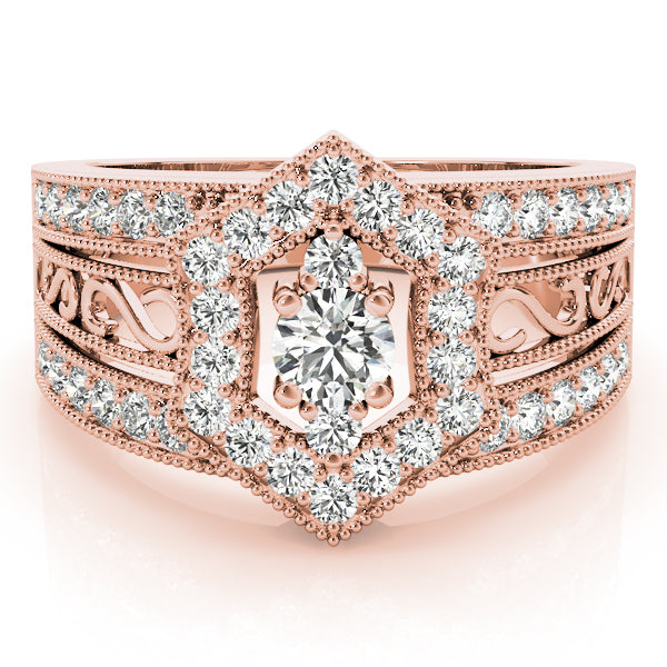 14K Rose Gold Round Diamond Fashion Ring