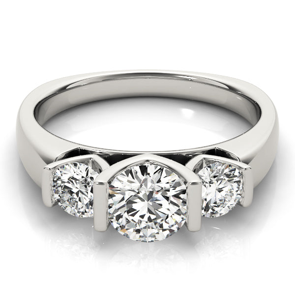 Round Diamond Three Stone Engagement Ring