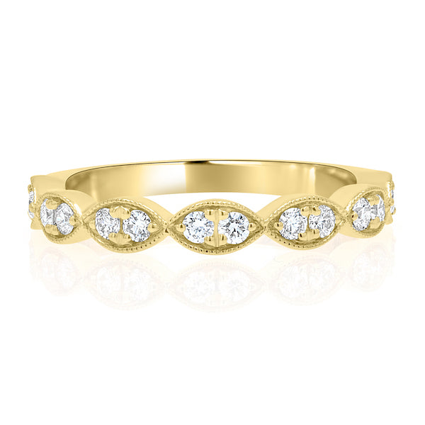 Dazzling 0.34 Carat Marquise-Shape Design Diamond 14K Yellow Gold Band