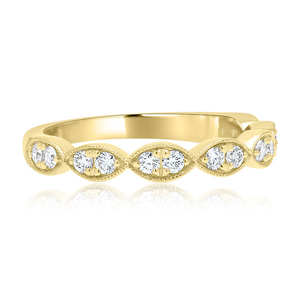 Dazzling 0.34 Carat Marquise-Shape Design Diamond 14K Yellow Gold Band
