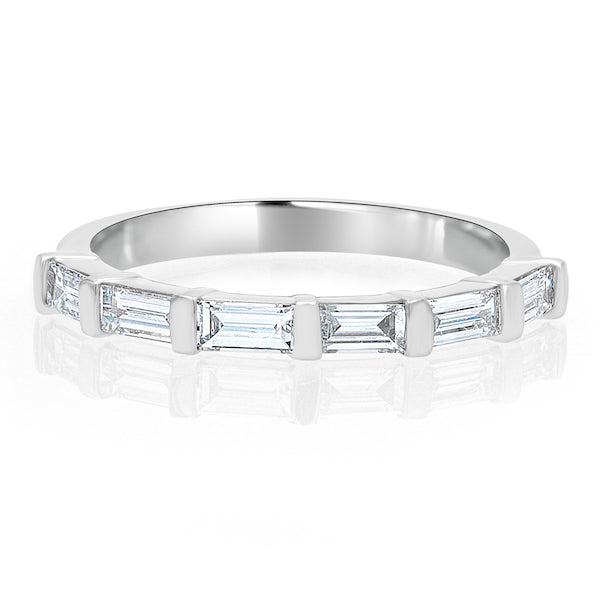Adoring 0.62 Carat Baguette Diamond Platinum Wedding Band