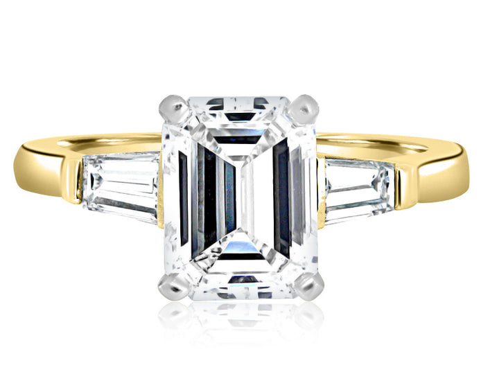 Three-Stone 0.25 Carat Tapered Baguette Diamond 18K Yellow Gold & Platinum Engagement Setting