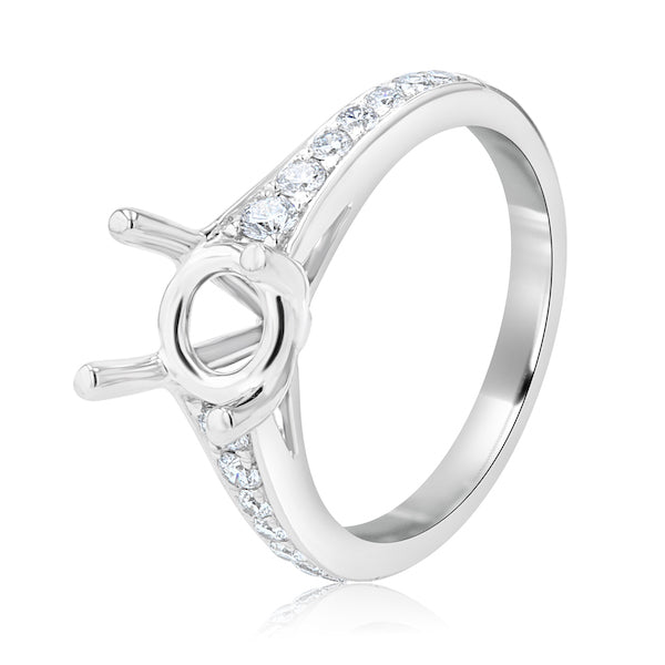 Classic 0.32 Carat Diamond Platinum Channel-Set Round Engagement Ring Setting