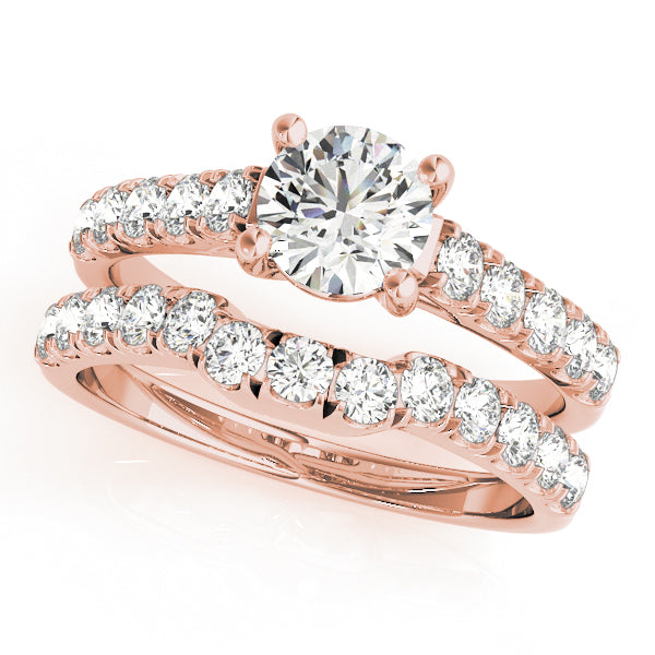 14K Rose Gold 1 CT Diamond Single Row Engagement Ring