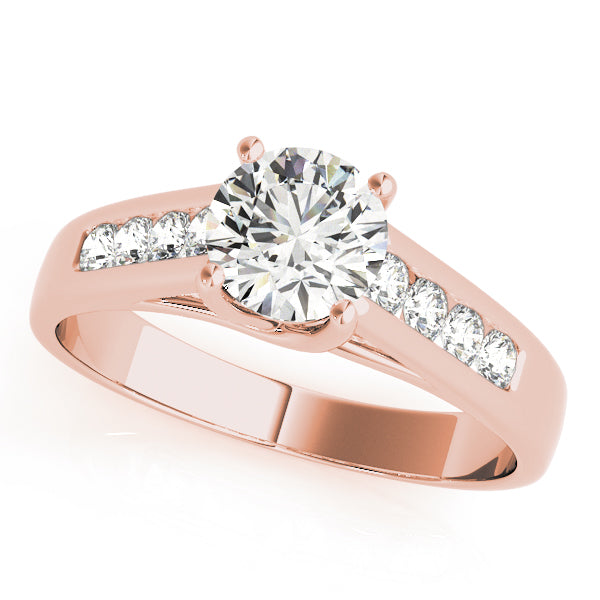 14K Rose Gold Round Diamond Trellis Engagement Ring