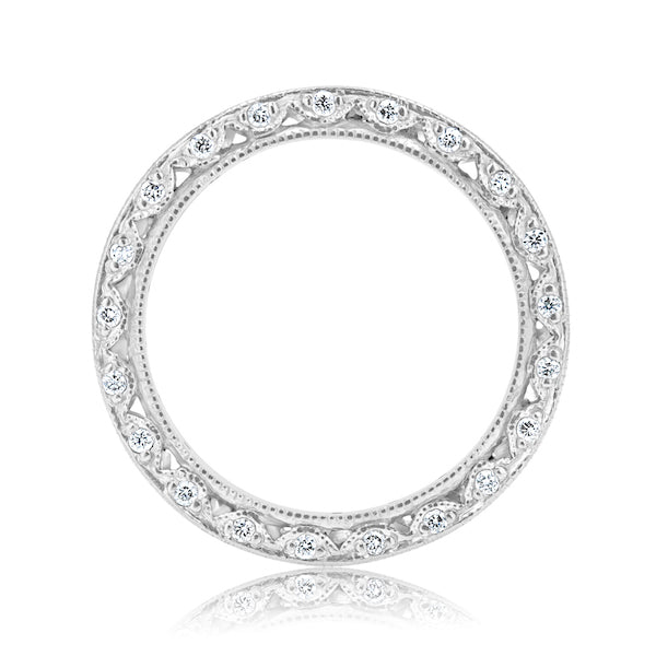 Vintage-Inspired Diamond 18K White Gold Milgrain Design Eternity Band